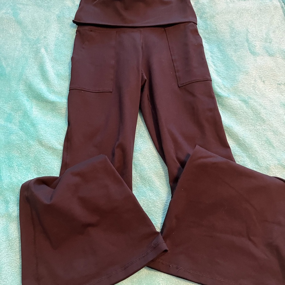 Aerie Black Foldover Flare Pants